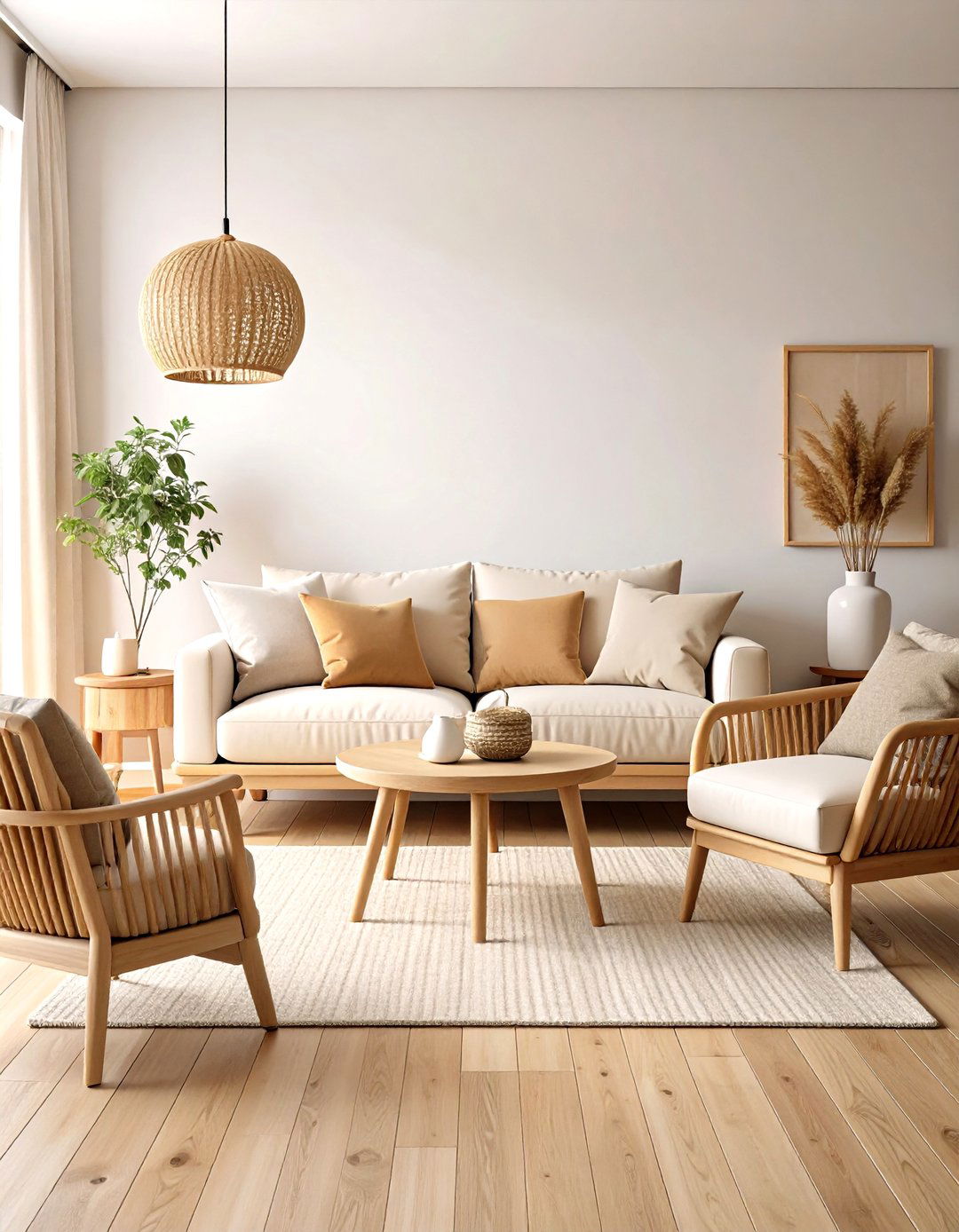 Monochromatic Beige Living Room - 24 Beige Couch Living Room Ideas