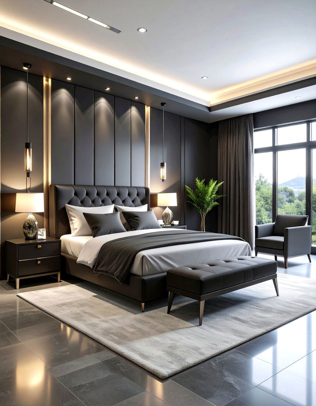 Monochromatic Black Bachelor Suite - 24 Bachelor Room Ideas