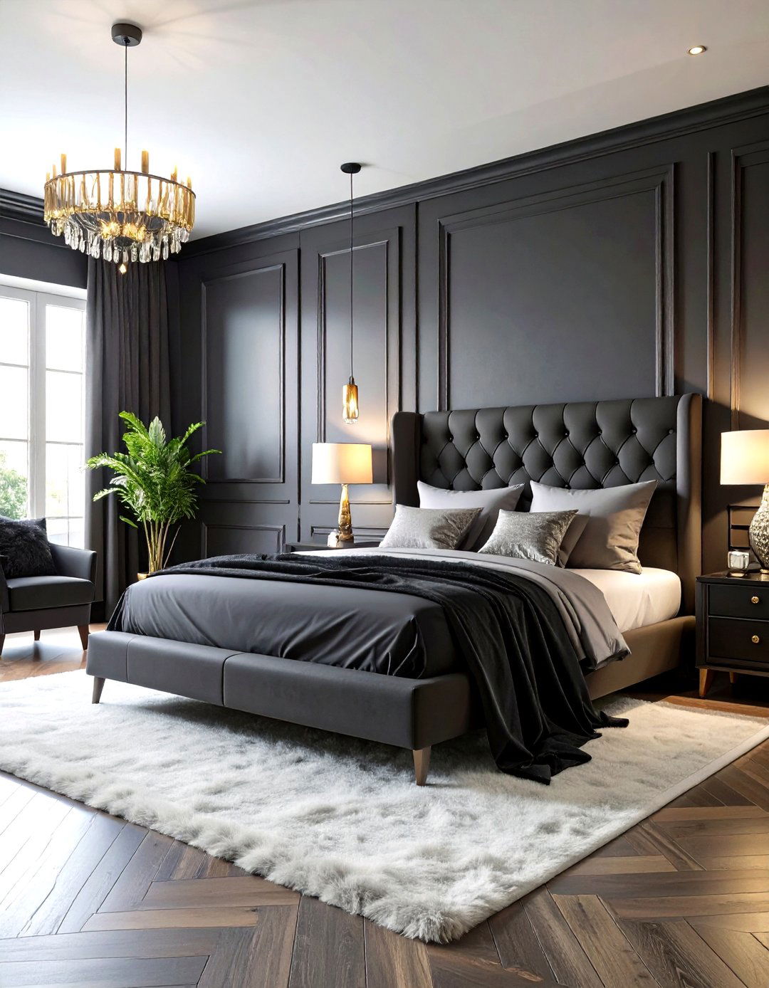 Monochromatic Black Sophistication - 24 Gothic Bedroom Ideas