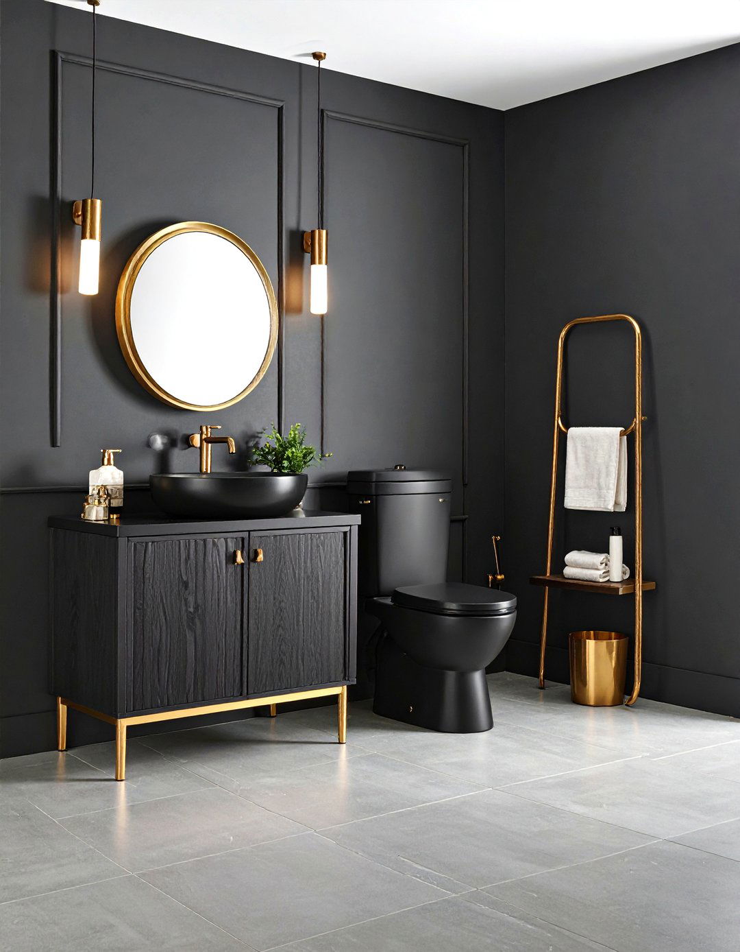 Monochromatic Black Sophistication - 24 Downstairs Toilet Ideas