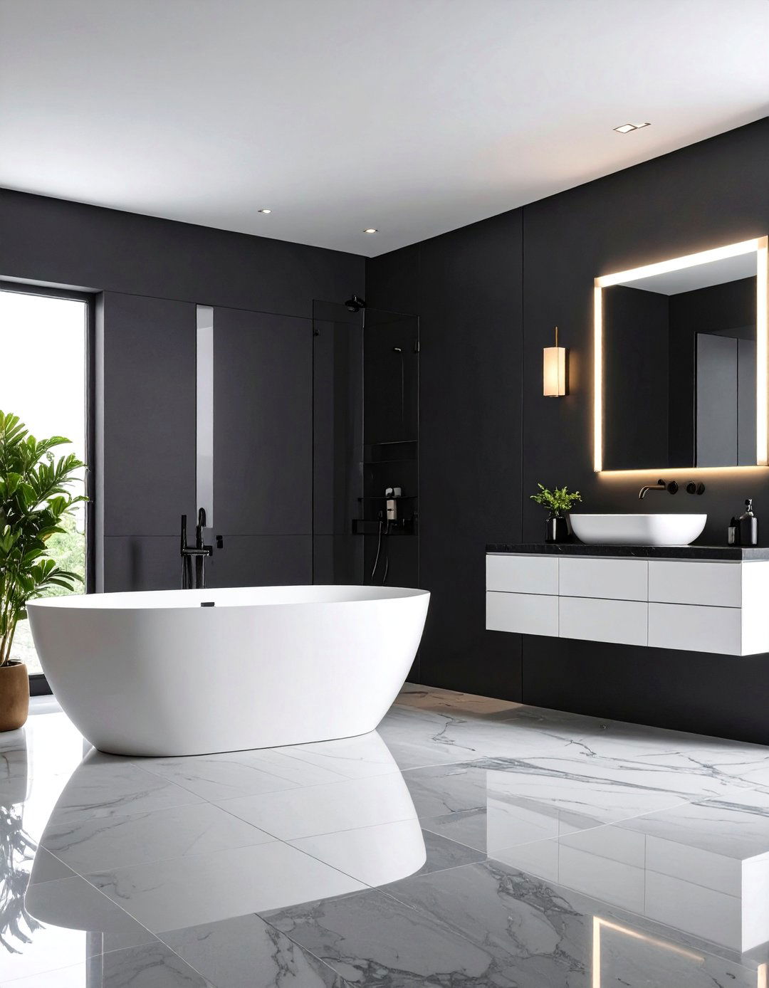 Monochromatic Black and White Bathroom Design - 24 Bathroom With Black Fixtures