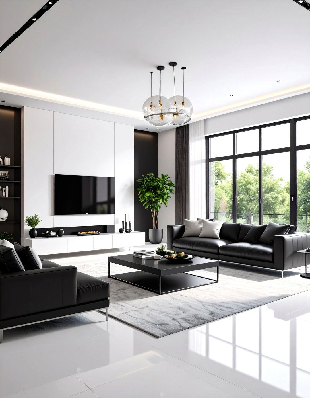 Monochromatic Black and White Scheme - 24 Mens Living Room Ideas