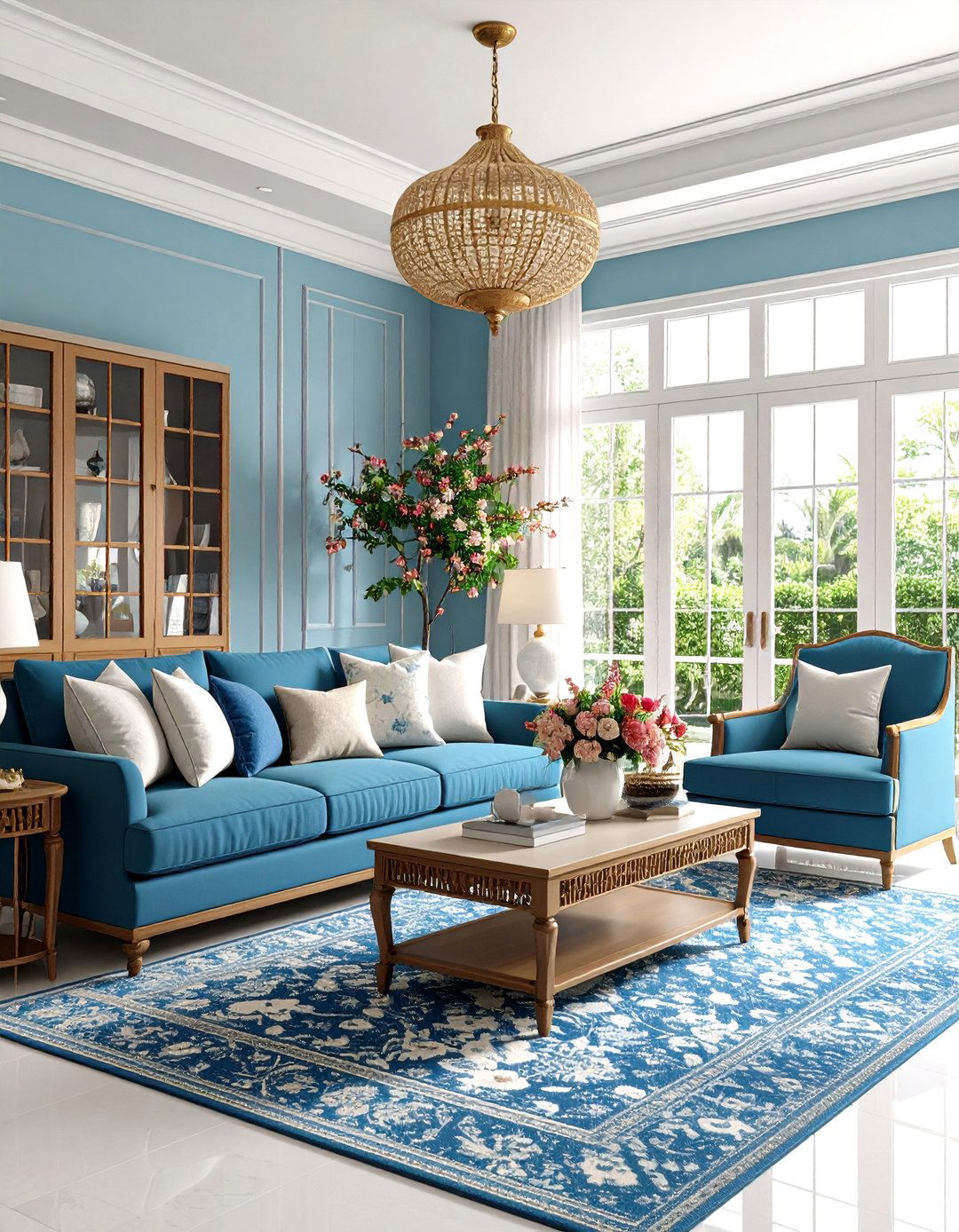 Monochromatic Chinoiserie Living Room - 24 Chinoiserie Living Room Ideas