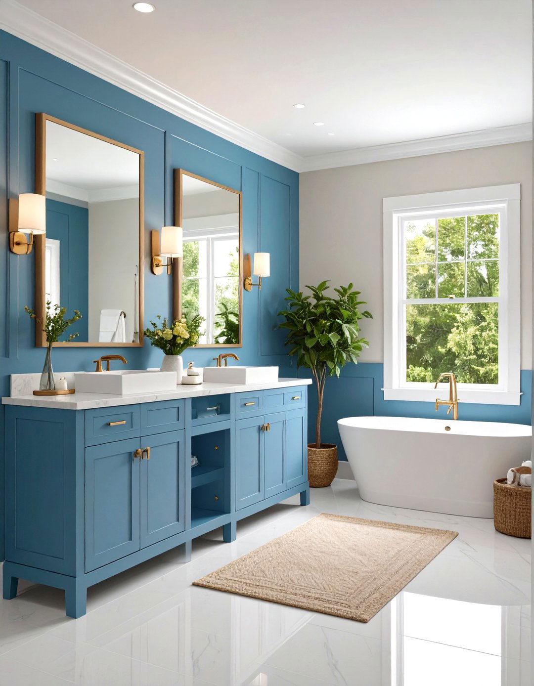 Monochromatic Color Scheme Design - 24 Powder Room Wainscoting Ideas