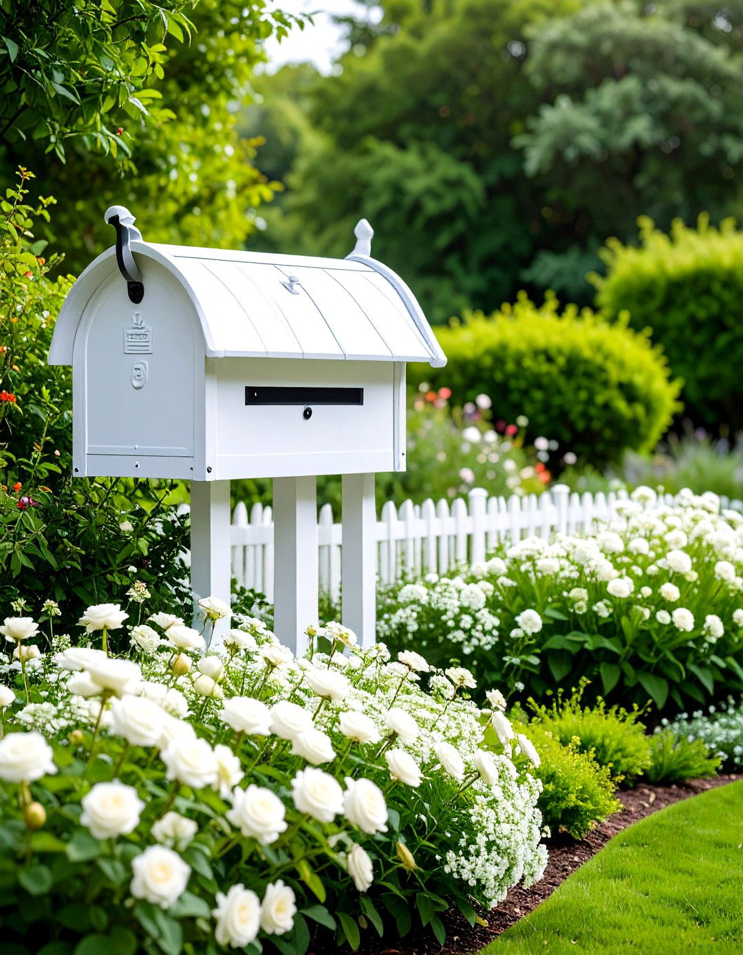 Monochromatic Color Scheme Gardens - 24 Mailbox Decor Ideas