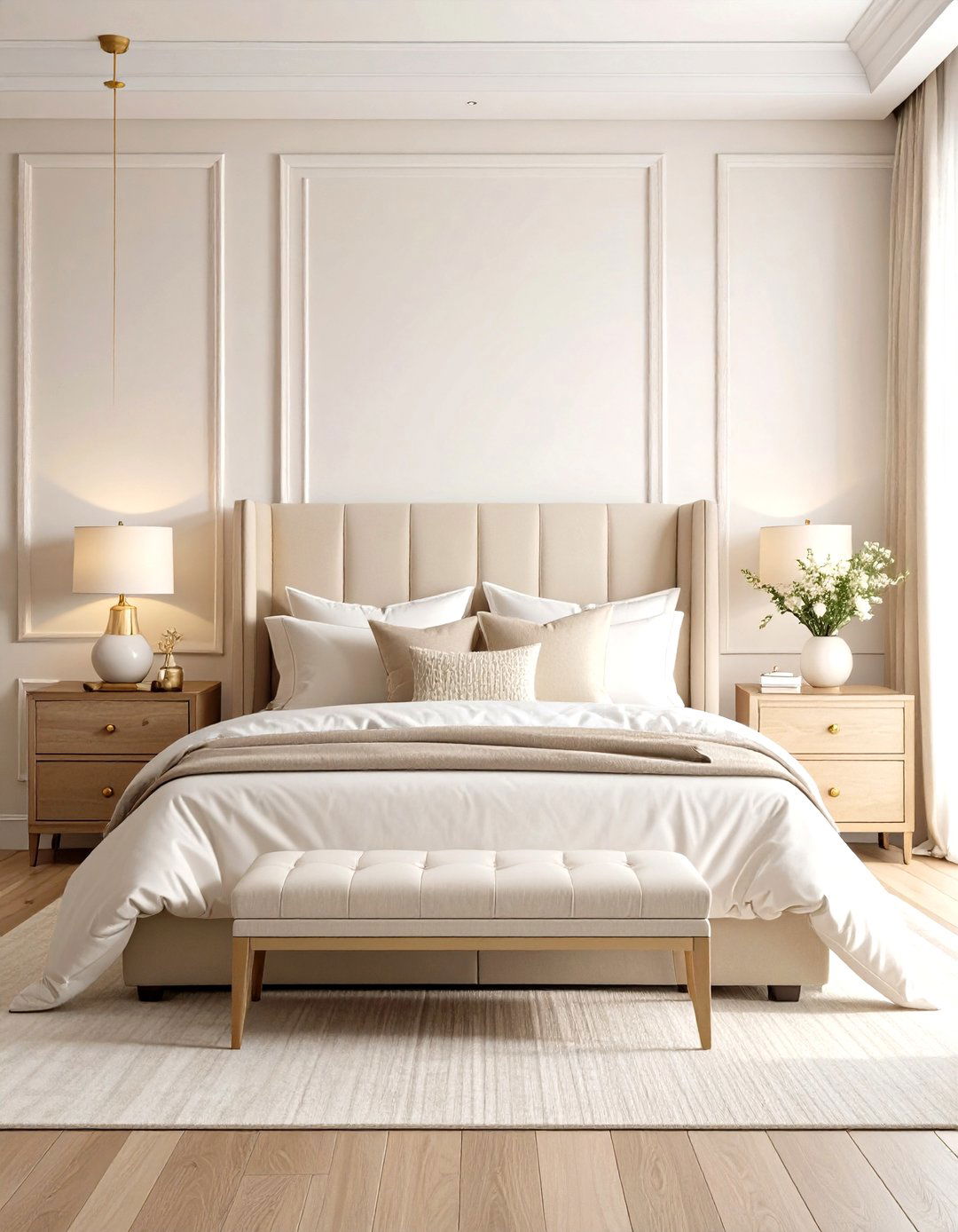 Monochromatic Cream Bedroom - 24 Neutral Bedroom Ideas