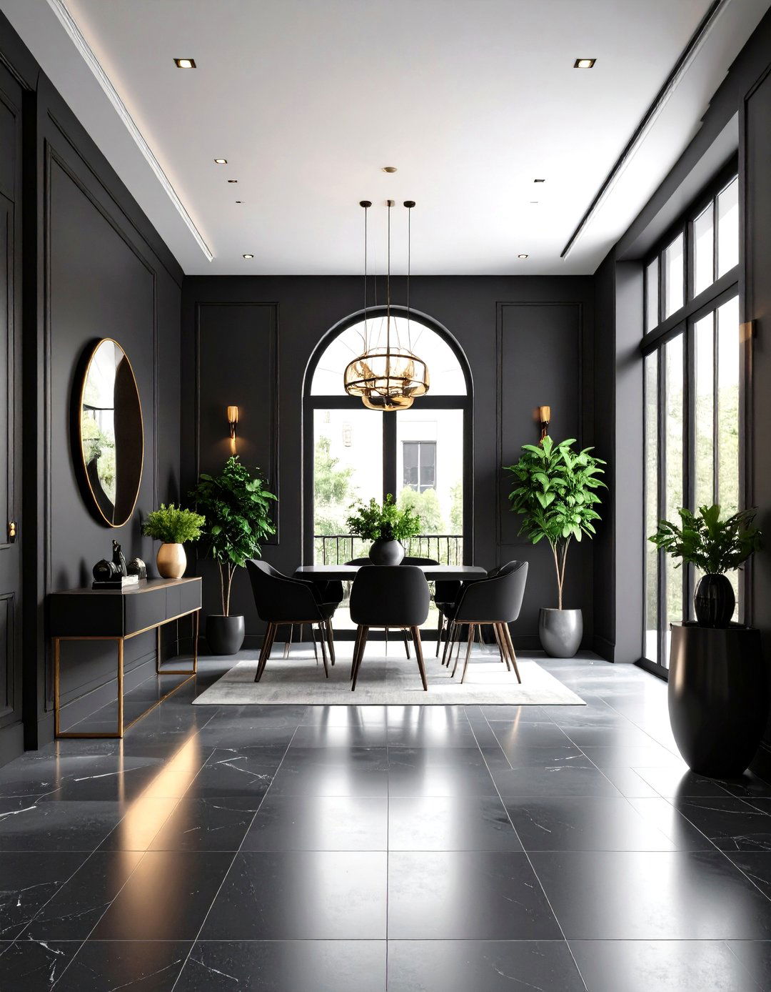Monochromatic Drama - 24 Entryway Lighting Ideas
