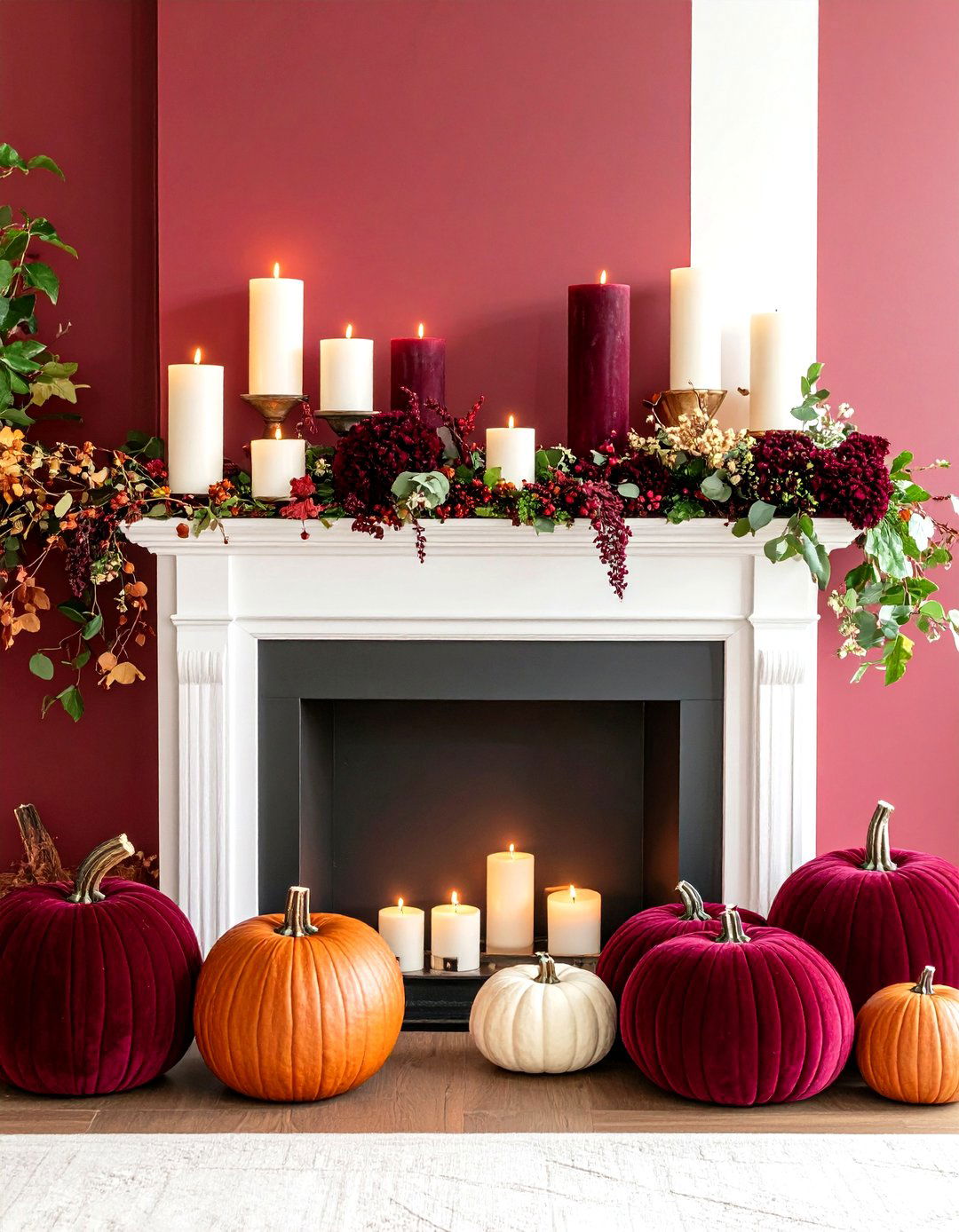 Monochromatic Fall Color Scheme Design - 24 Fall Mantel Decor Ideas