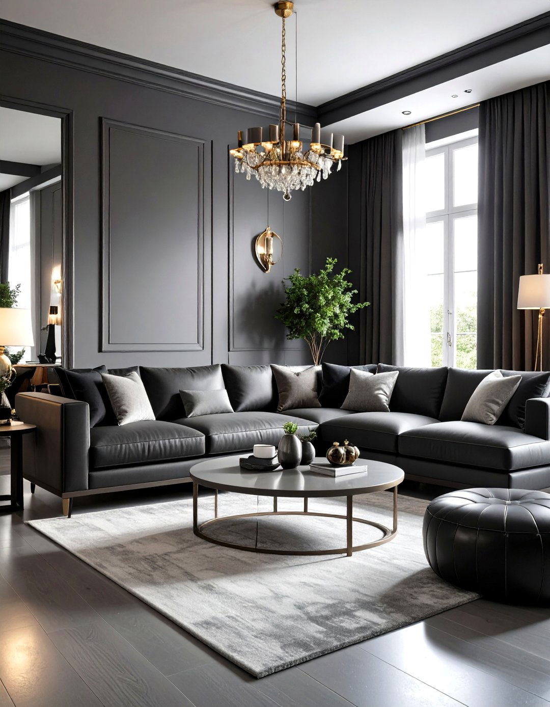 Monochromatic Gothic Living Room - 24 Gothic Living Room Ideas