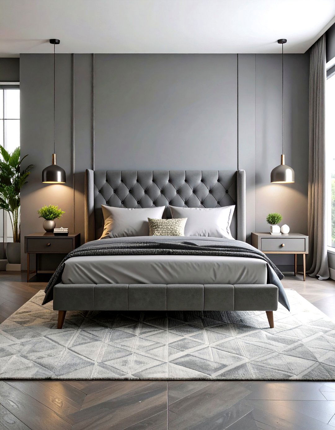 Monochromatic Gray Bedroom with Textural Contrasts - 24 Modern Bedroom Ideas