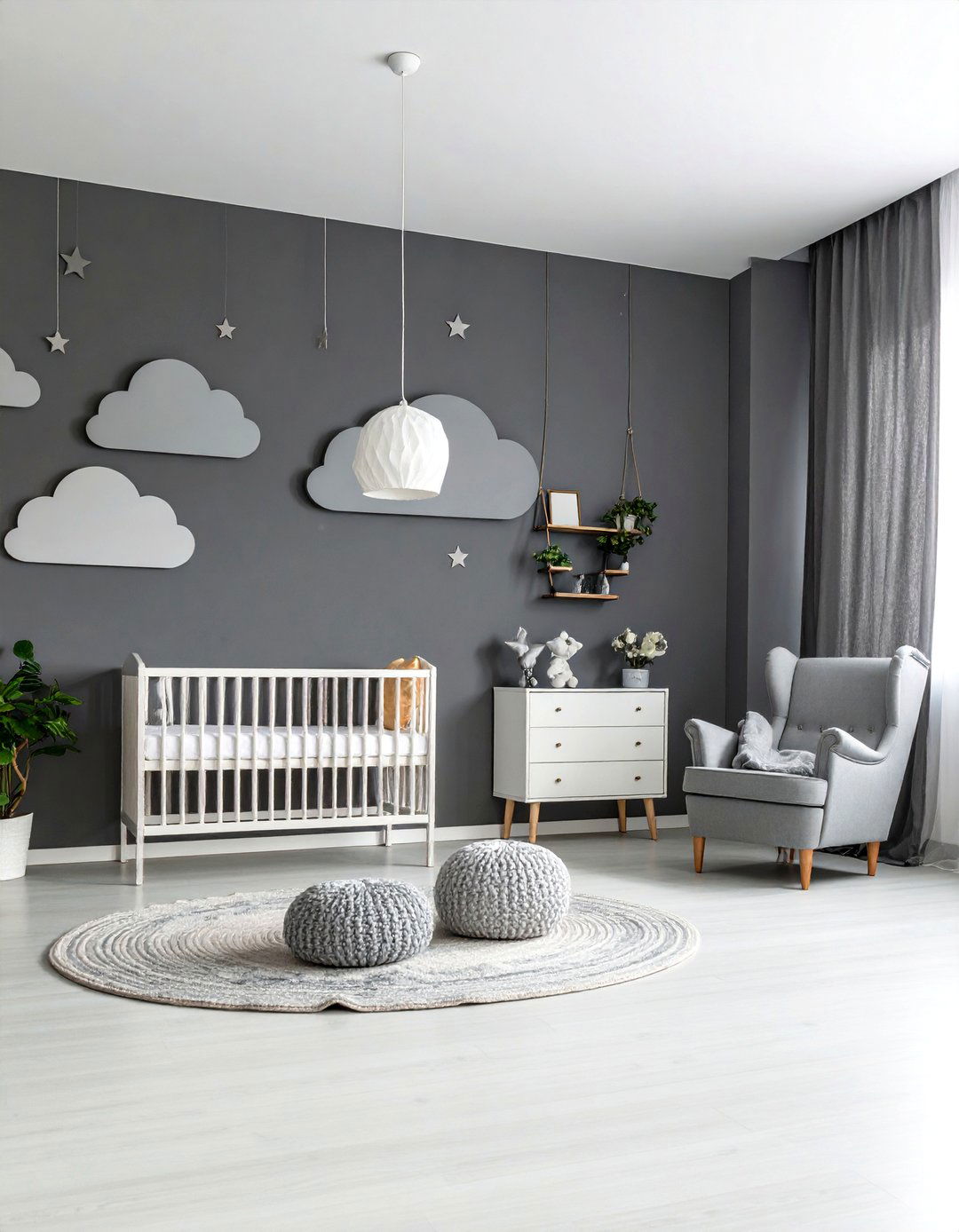 Monochromatic Gray Cloud Sanctuary - 24 Cloud Themed Nursery Ideas