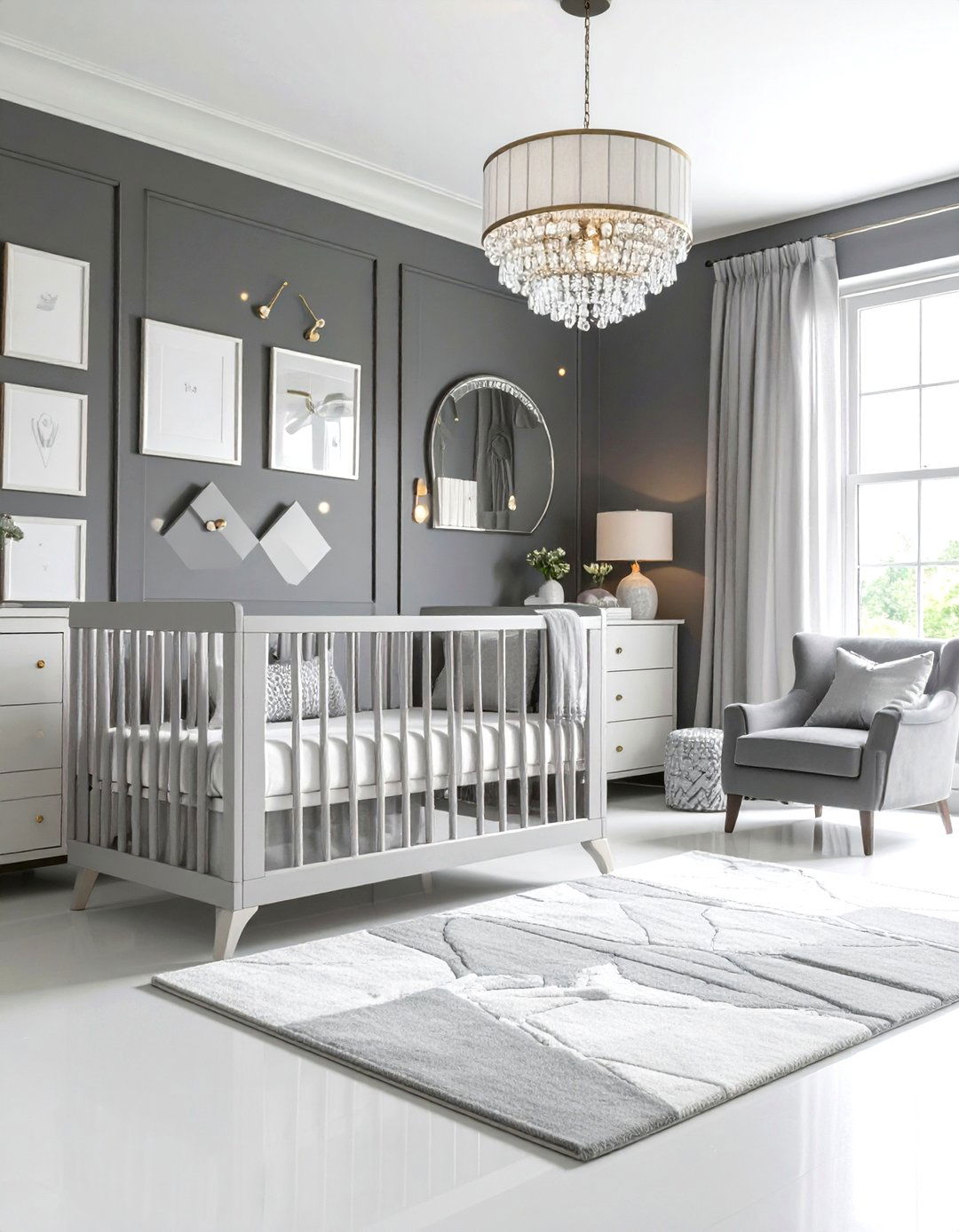 Monochromatic Grey Luxury Nursery - 24 Grey Nursery Ideas