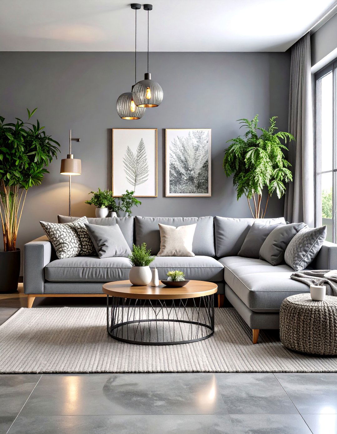 Monochromatic Grey Sectional Scheme - 24 Grey Sectional Living Room Ideas