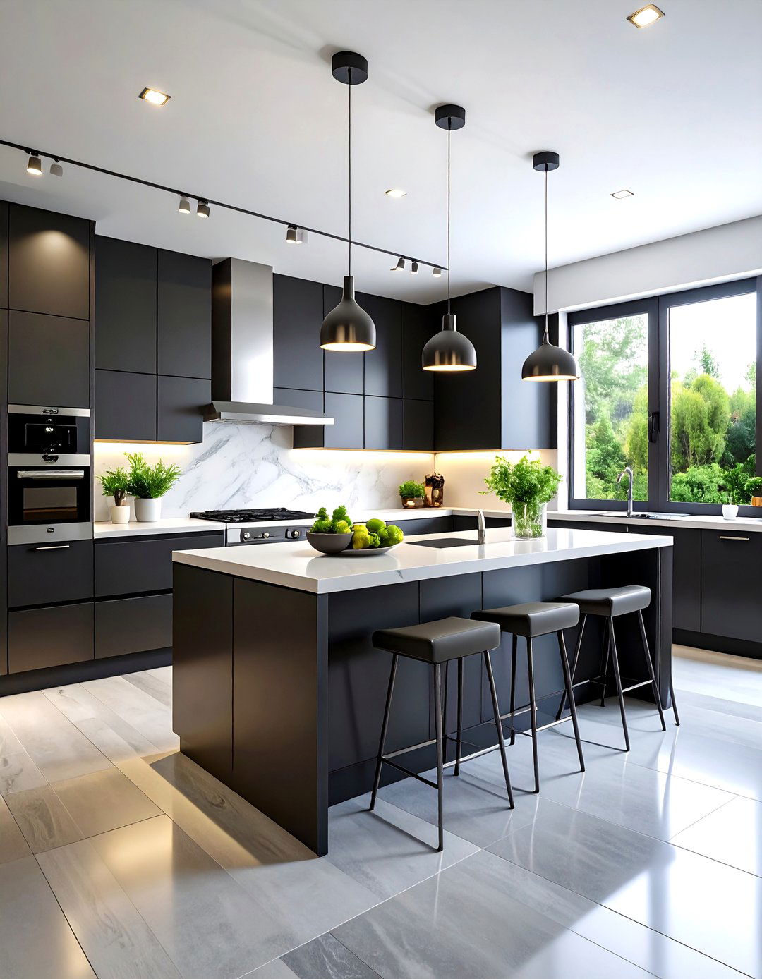Monochromatic Modern Kitchen - 24 Black and White Kitchen Ideas