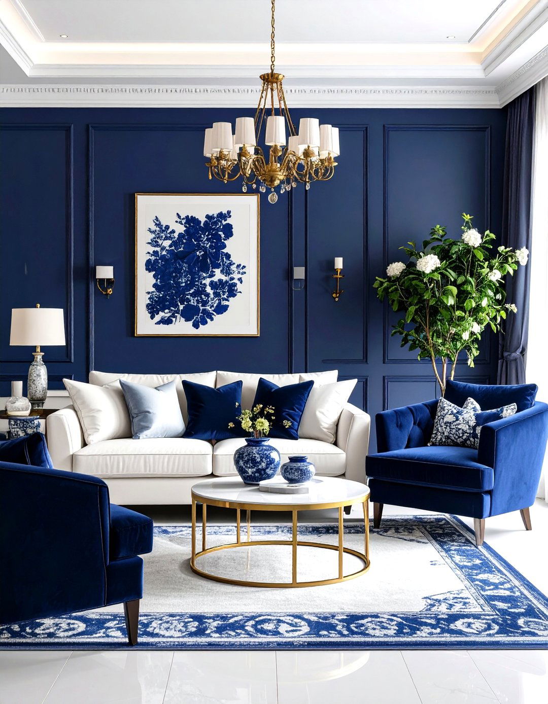 Monochromatic Navy Elegance - 24 Ralph Lauren Living Room Ideas