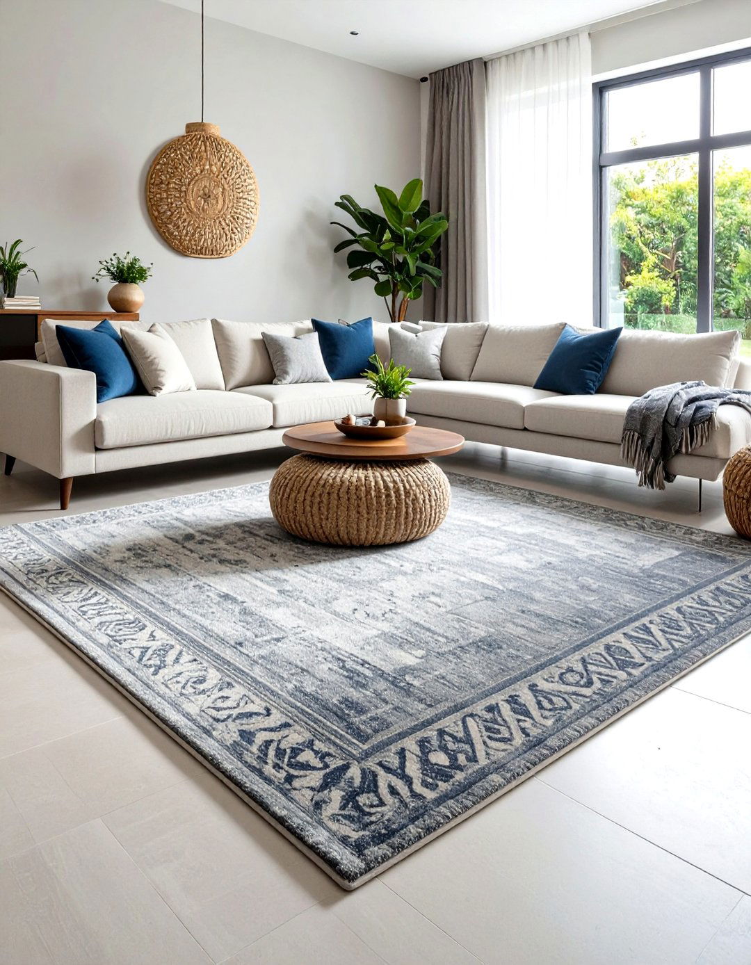 Monochromatic Neutral Foundation Rugs - 24 Living Room Rug Ideas