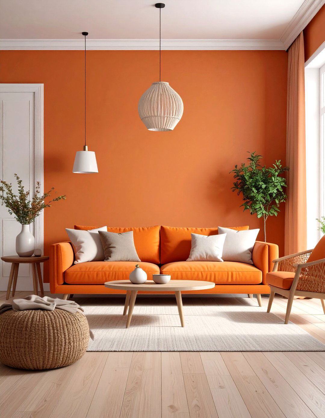 Monochromatic Orange Living Room - 24 Orange Couch Living Room Ideas