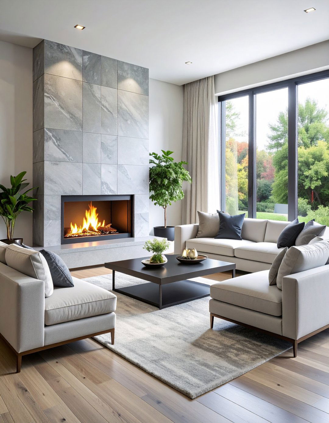 Monochromatic Quartz Fireplace Scheme - 24 Quartz Fireplace Surround Ideas