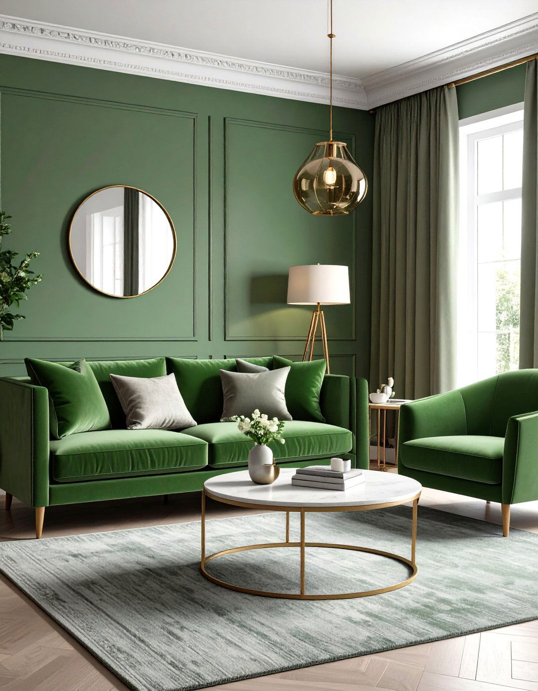 Monochromatic Sage Green Living Room Scheme - 24 Sage Green Living Room Ideas