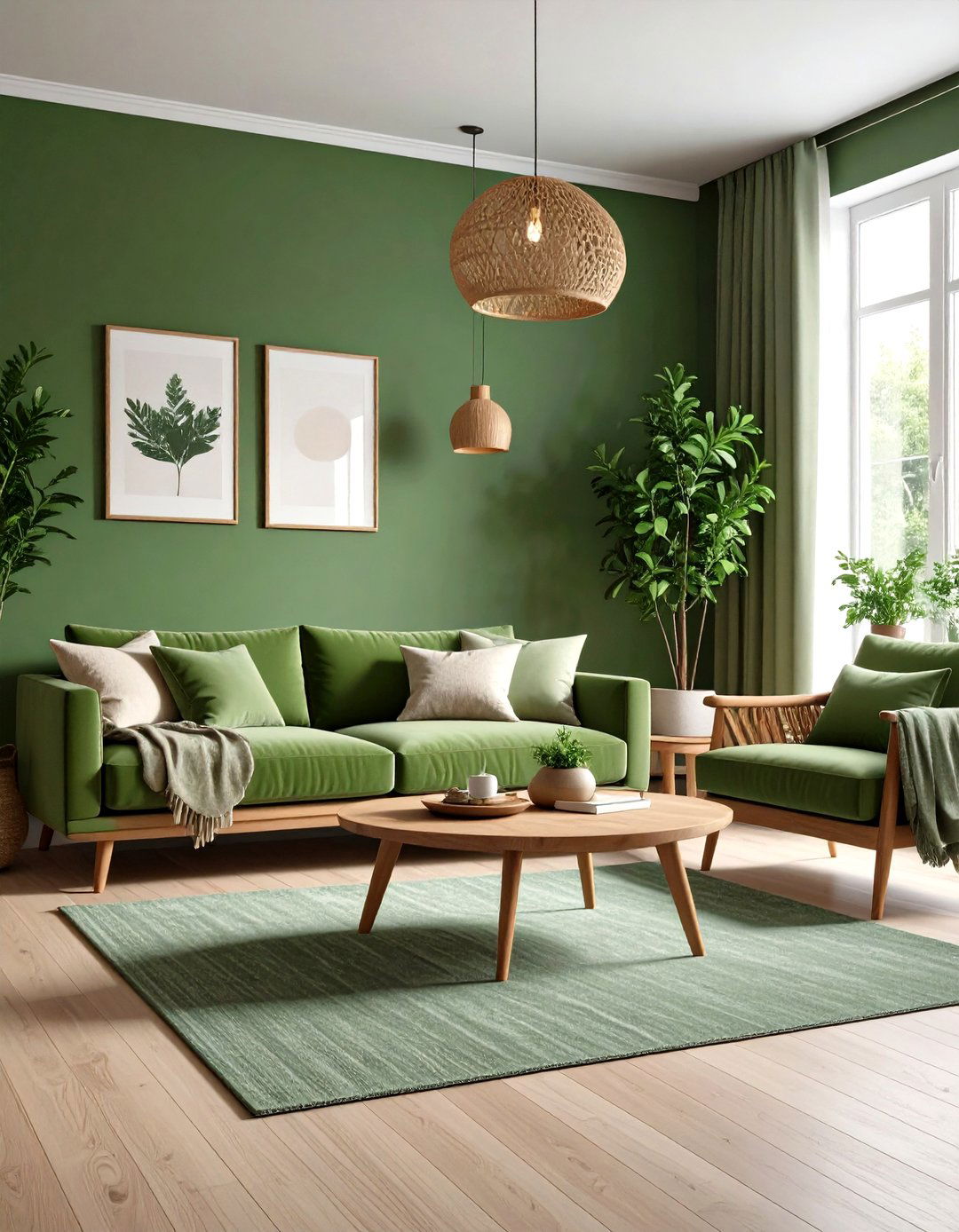Monochromatic Sage Green Theme - 24 Minimalist Modern Boho Living Room Ideas