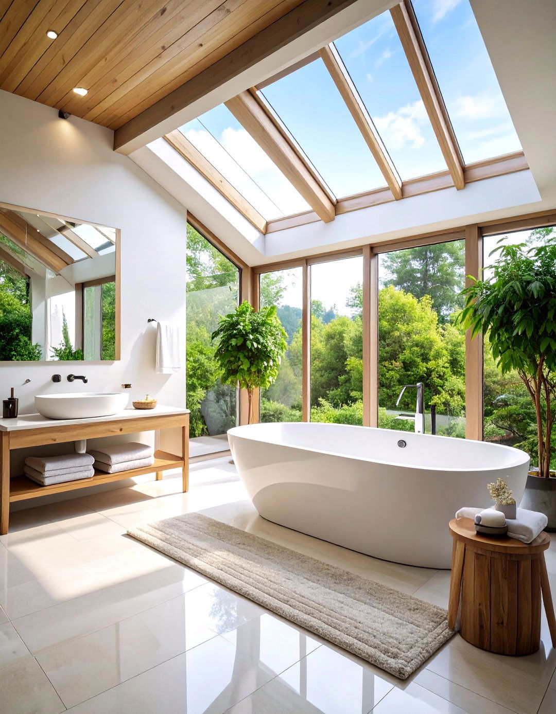 Monochromatic Spa Inspired Black and White Bathroom - 24 Black and White Bathroom Ideas
