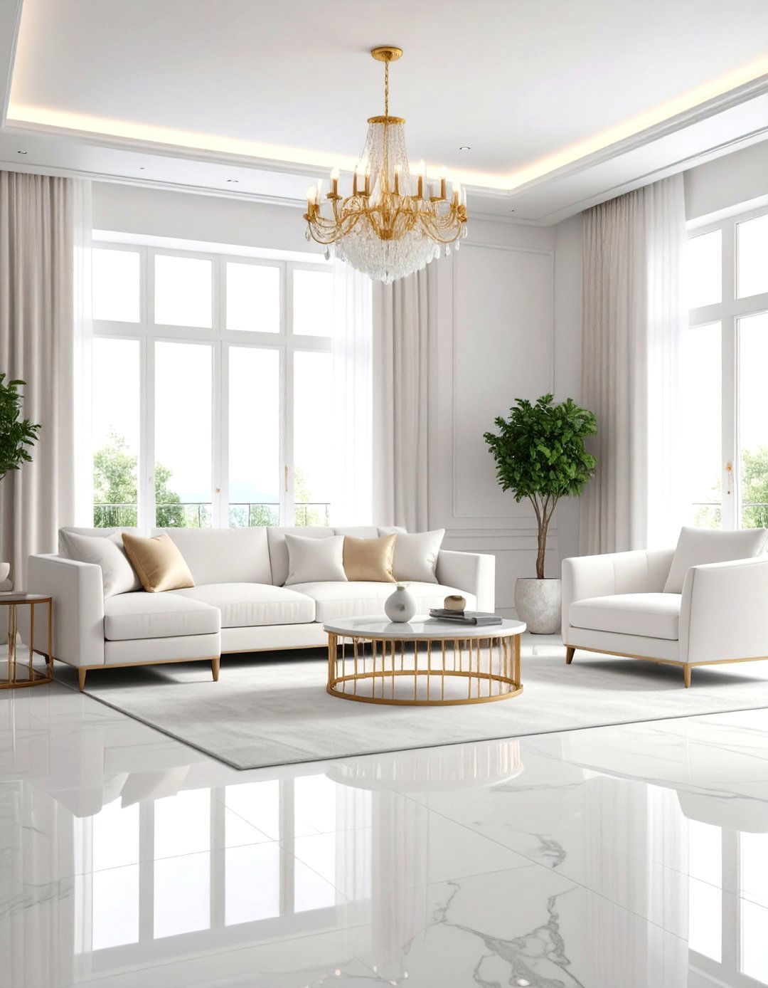 Monochromatic White Living Room - 24 White Living Room Ideas