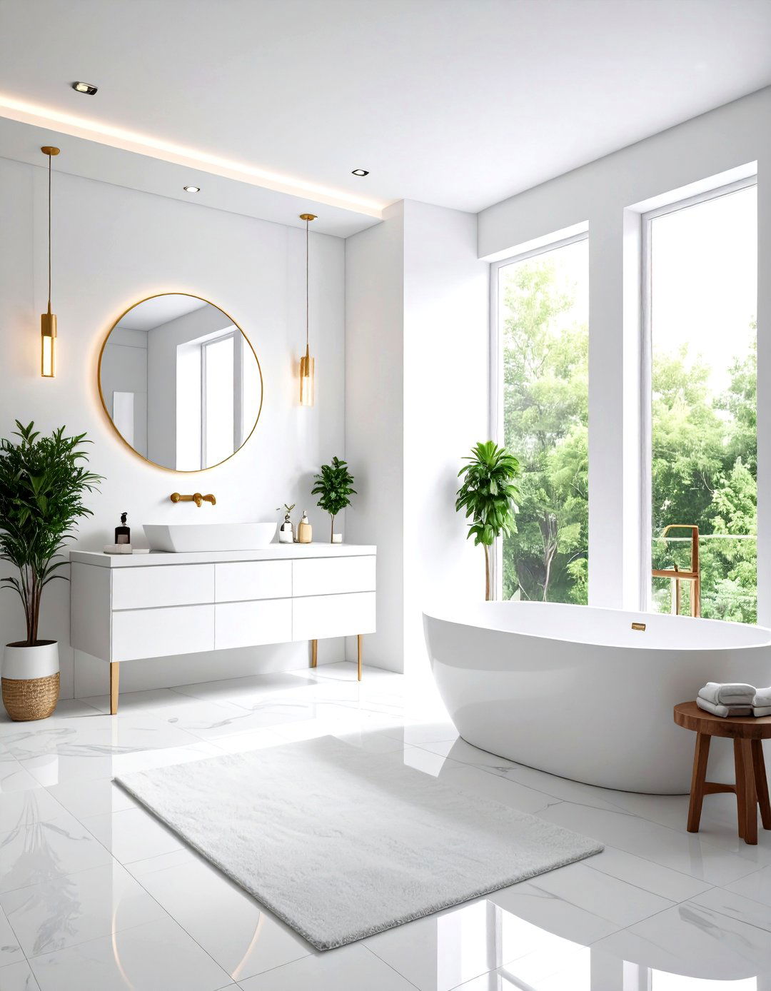 Monochromatic White Minimalist Haven - 24 Zen Bathroom Ideas