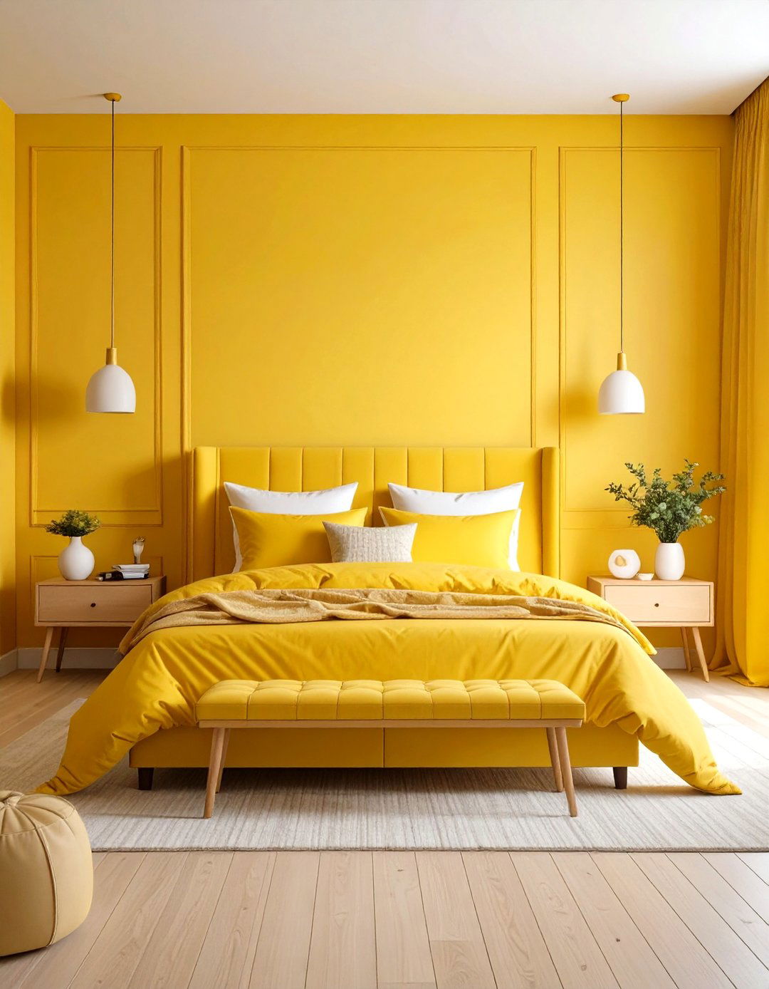 Monochromatic Yellow Bedroom Design - 24 Yellow Bedroom Ideas
