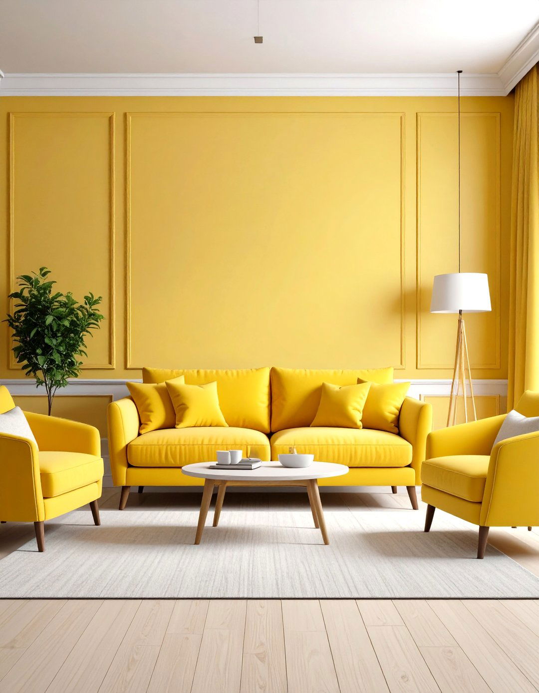 Monochromatic Yellow Living Room Theme - 24 Yellow Couch Living Room Ideas