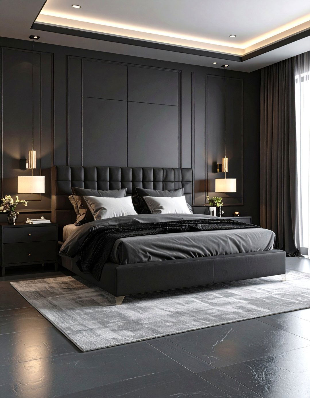 Monochrome Black Bedroom Theme - 24 Black Accent Wall Bedroom Ideas