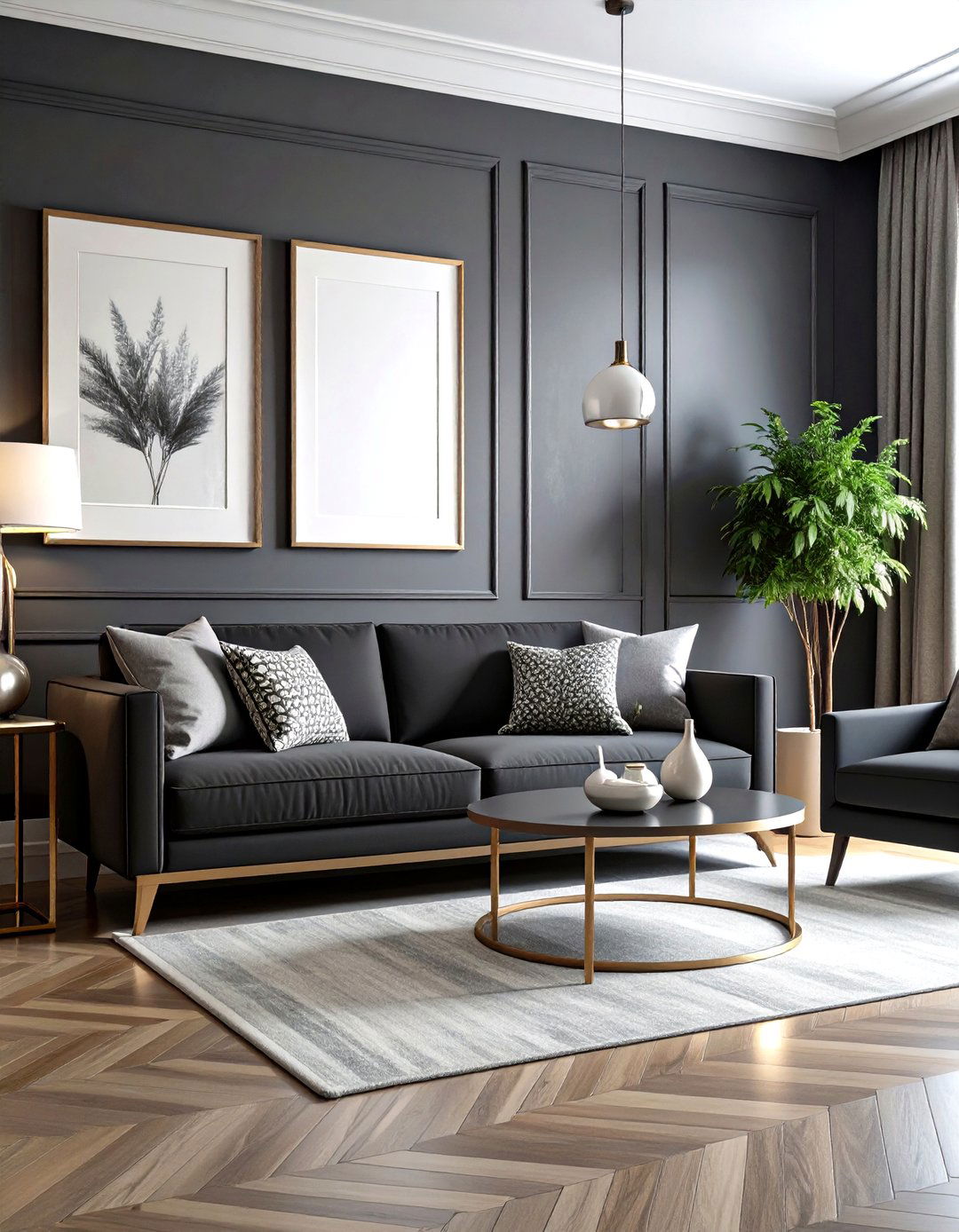 Monochrome Black Couch Living Room Design - 24 Black Couch Living Room Ideas