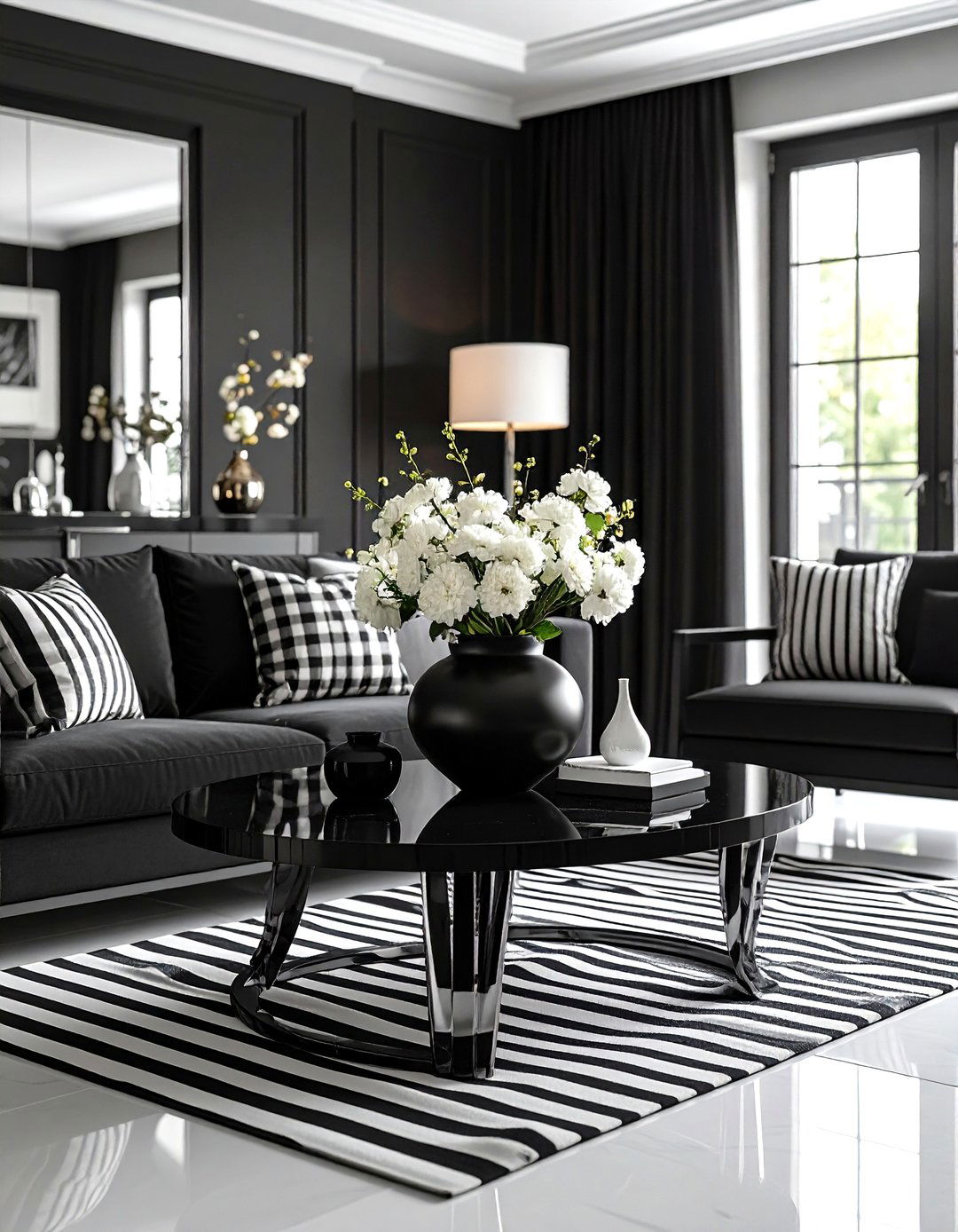 Monochrome Coffee Table Centerpiece with Black and White - 24 Coffee Table Centerpiece Ideas