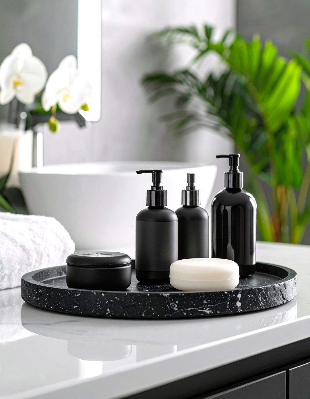 Monochrome Stone Tray - 24 Bathroom Tray Ideas