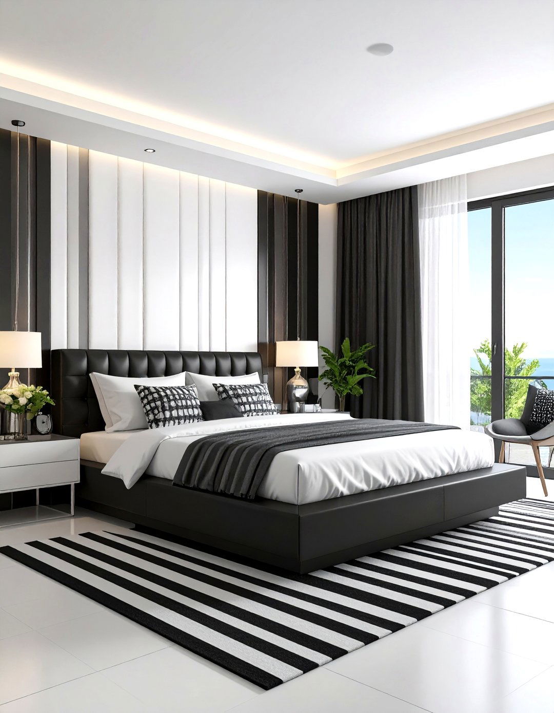 Monochrome Teen Bedroom with Graphic Patterns - 24 Teen Bedroom Ideas