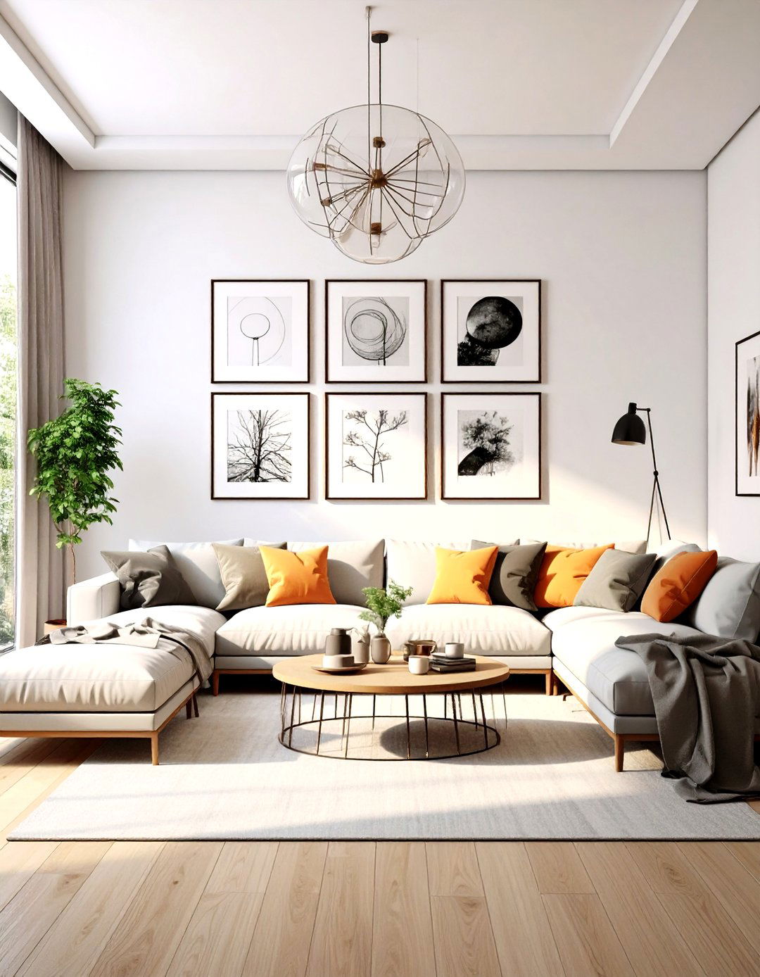 Monochrome Wall Art - 24 Japandi Living Room Ideas