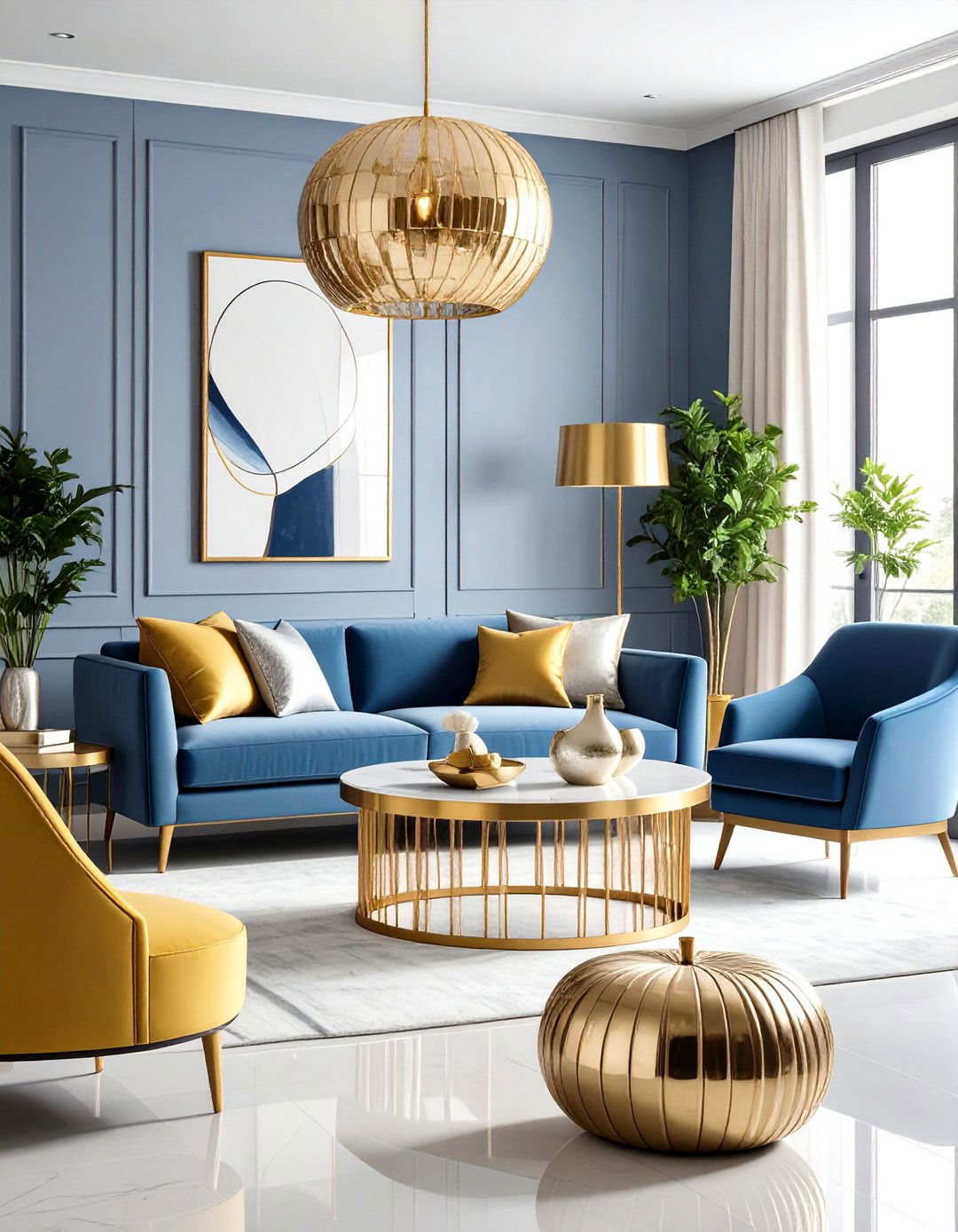 Monochrome with Metallic Accents - 24 Black and White Living Room Ideas