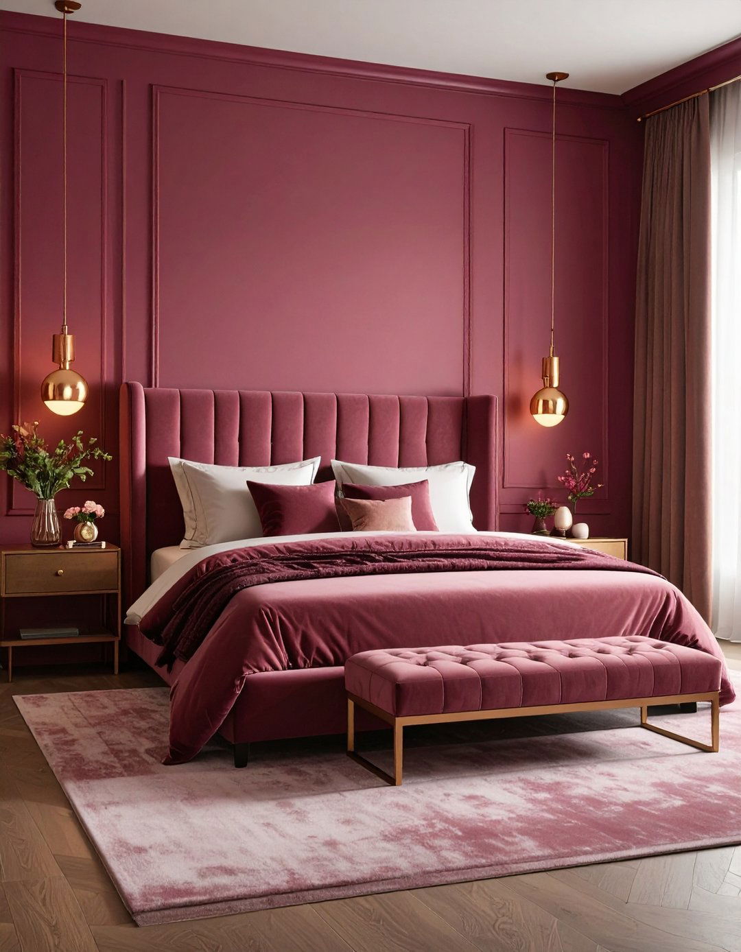 Moody Dark Pink Drama - 24 Pink Bedroom Ideas