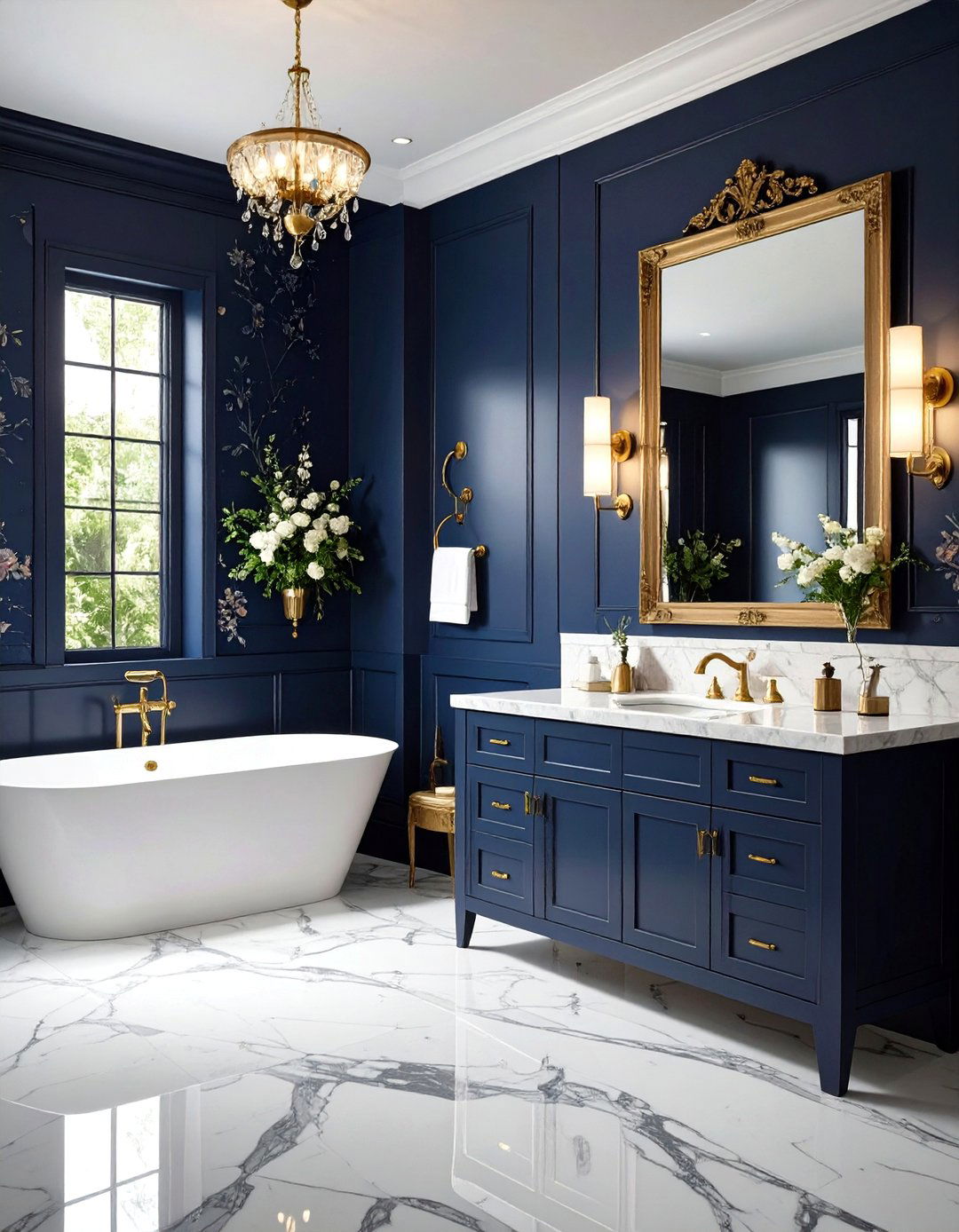 Moody Dark Wallpaper Powder Room - 24 Guest Bathroom Ideas