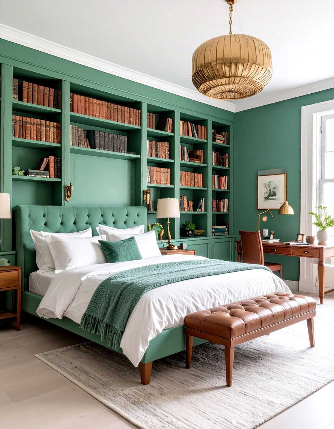 Moody Green Library - 24 Dark Bedroom Ideas