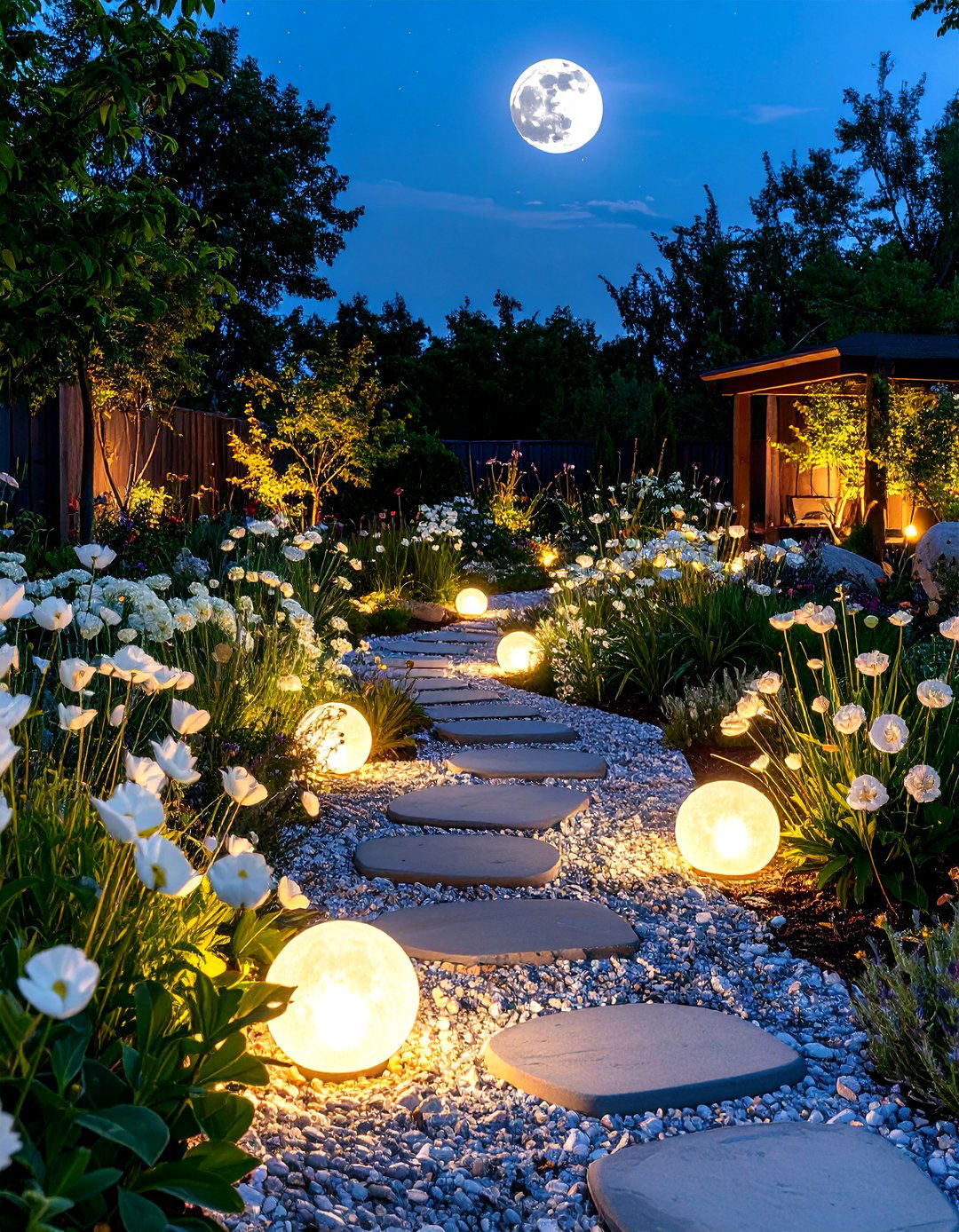 Moon Garden with White Flowers and Nocturnal Plants - 24 Garden Decor Ideas