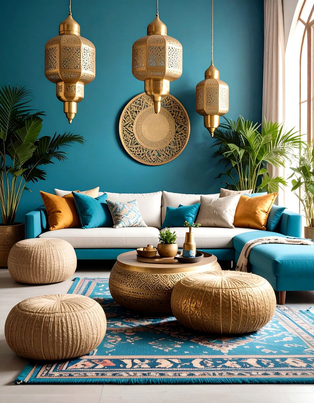 Moroccan Blue and Gold Oasis - 24 Blue and Gold Living Room Ideas
