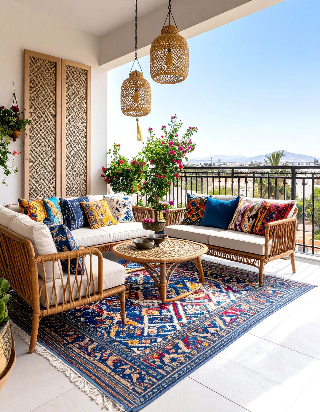 Moroccan Inspired Balcony with Colorful Textiles - 24 Second Story Balcony Ideas