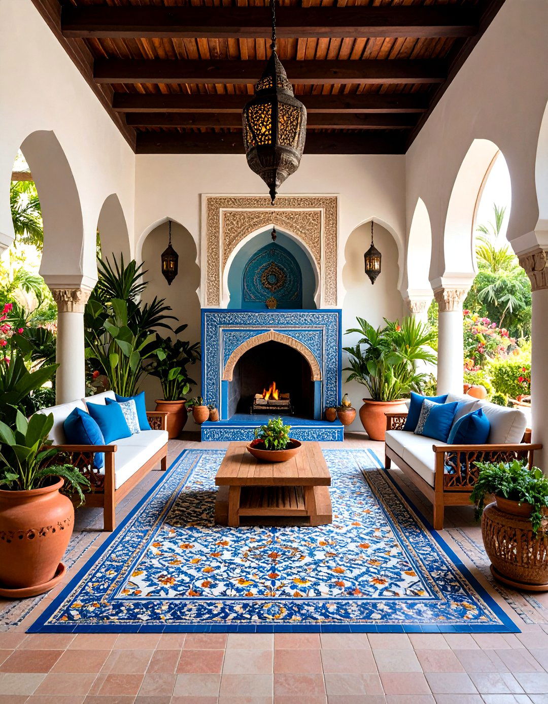 Moroccan Inspired Covered Deck Fireplace - 24 Covered Deck With Fireplace Ideas