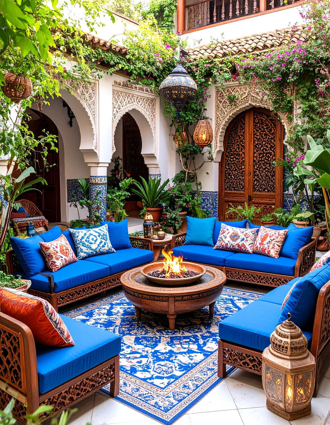 Moroccan Inspired Outdoor Space with Exotic Elements - 24 Outdoor Living Room Ideas