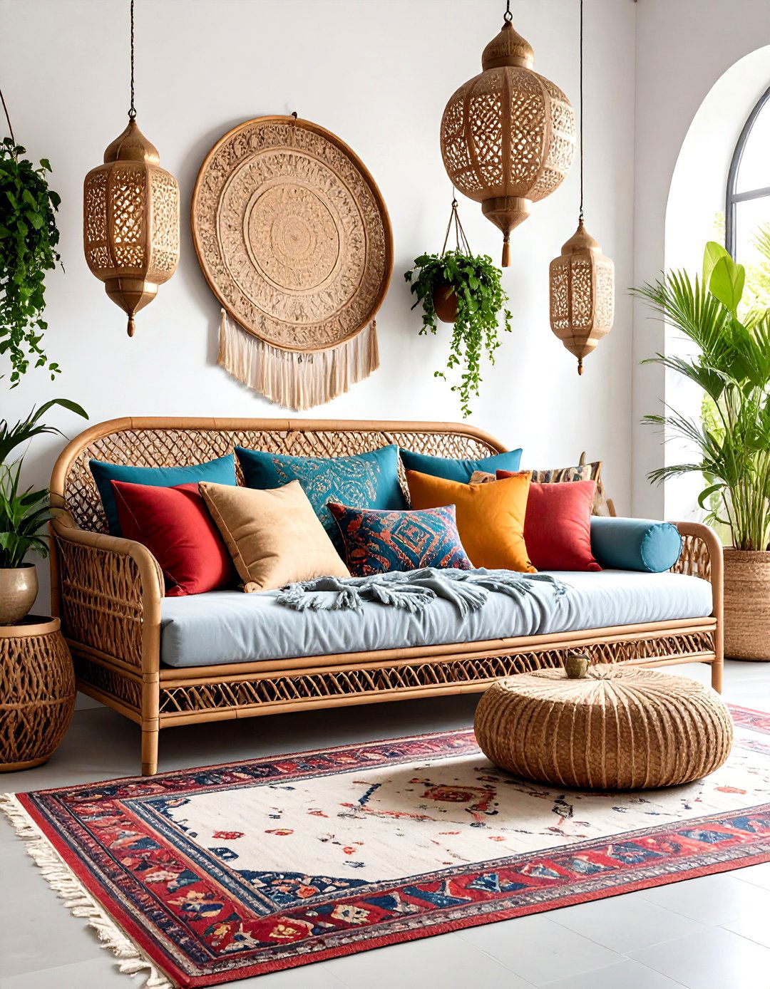 Moroccan Inspired Rattan Daybed - 24 rattan bedroom furniture ideas