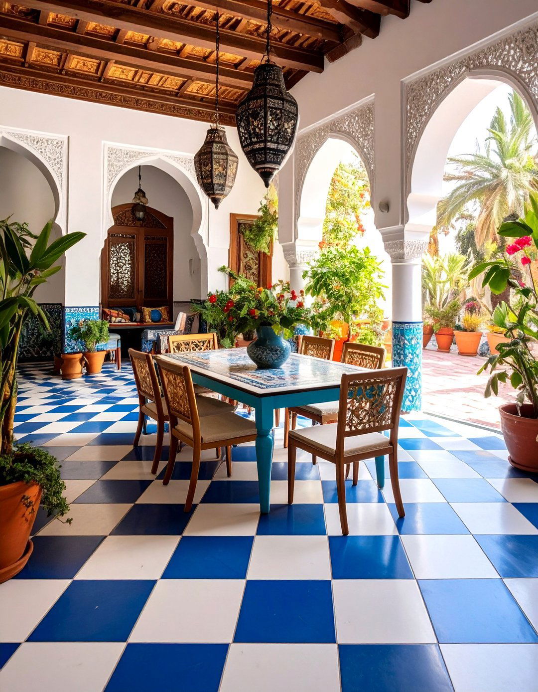 Moroccan Inspired Tile Flooring Patterns - 24 70s Dining Room Design Ideas