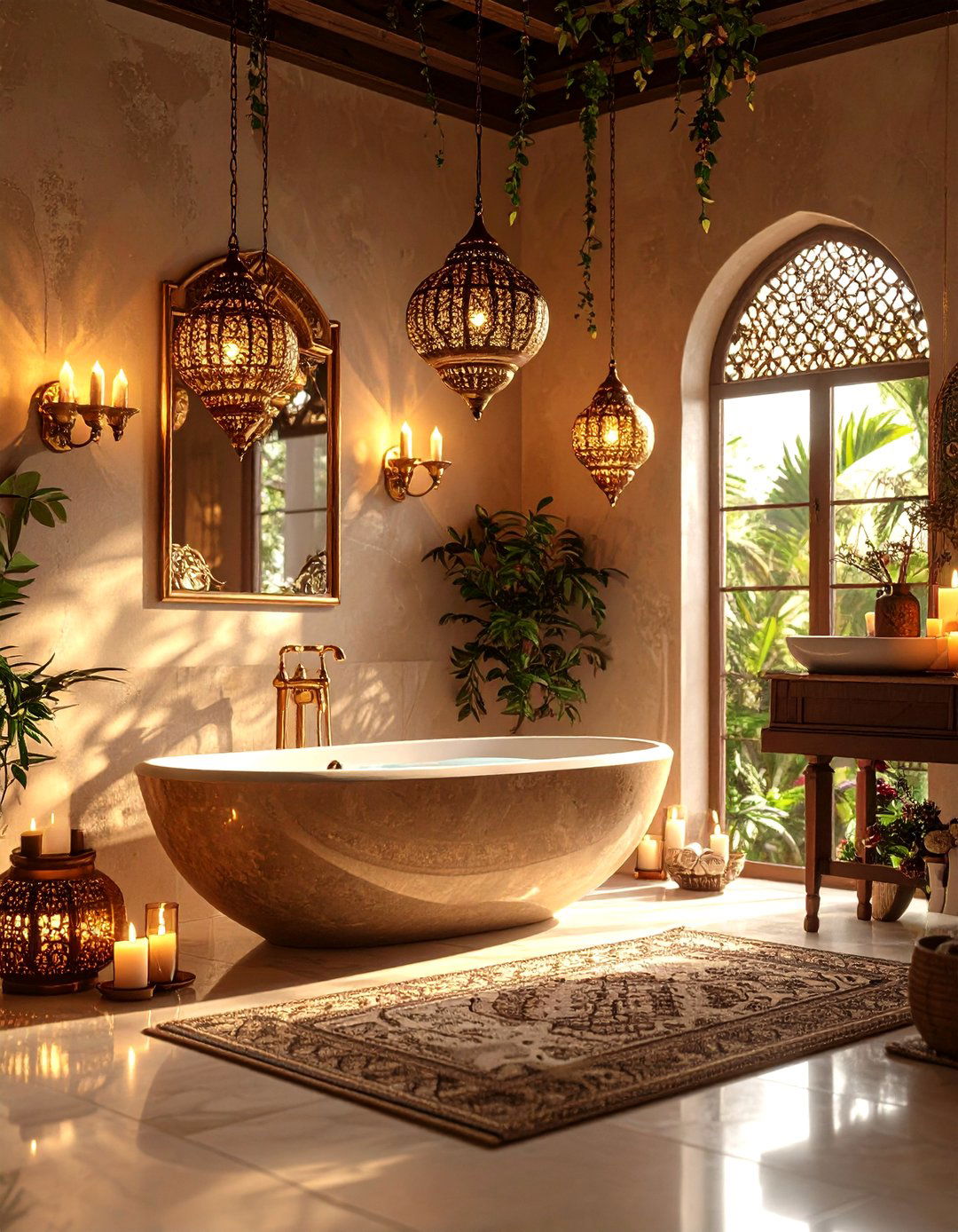 Moroccan Lantern Lighting - 24 Boho Bathroom Ideas