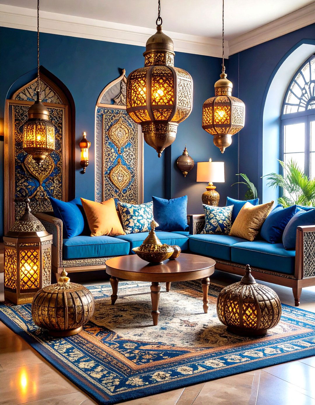 Moroccan Living Room Floor Statement Pieces - 24 Lantern Decor Ideas
