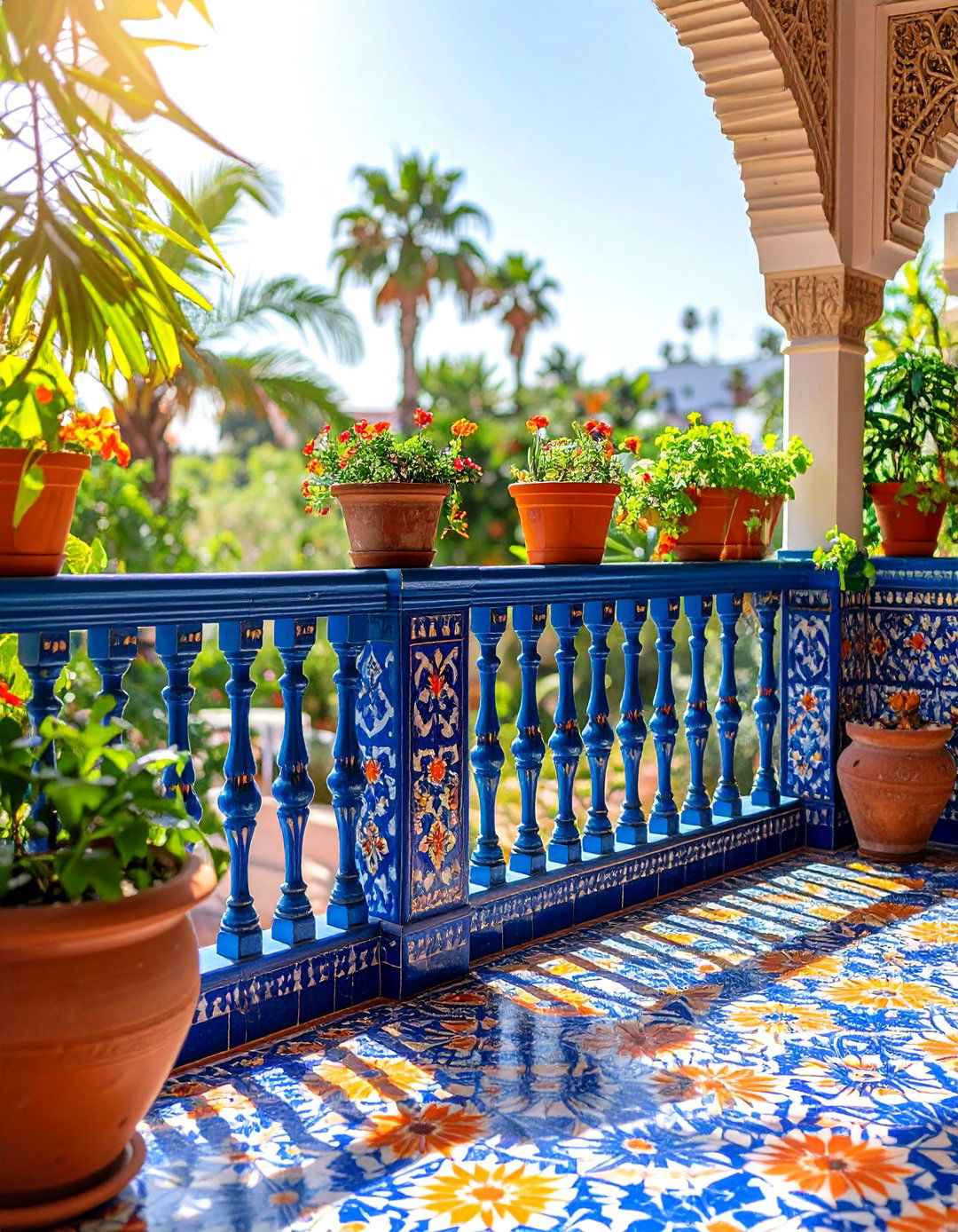 Moroccan Pattern Ceramic Balcony Design - 24 Balcony Tiles Ideas
