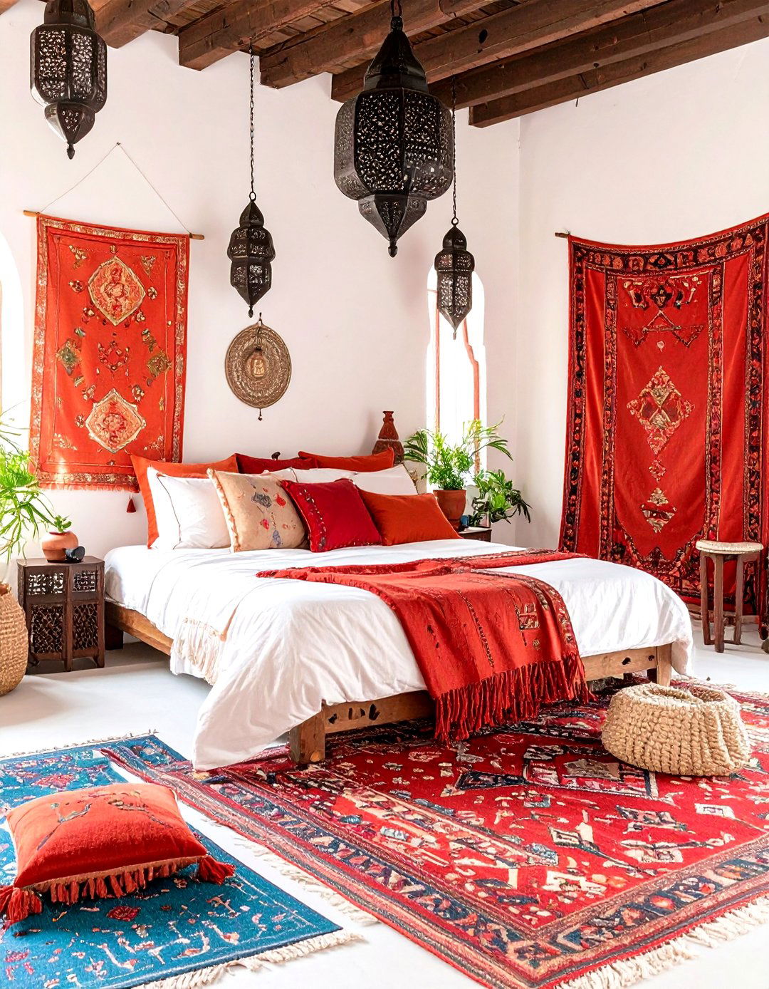 Moroccan Spice Market Bedroom - 24 red black and white bedroom ideas
